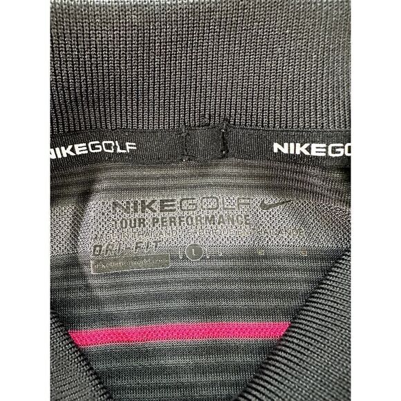 Nike Golf Dri Fit Black Pink Striped Broadlands Polo Shirt Men's Large Dri-Fit - Picture 8 of 8